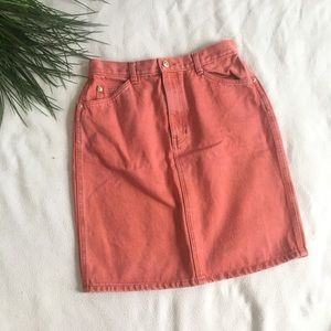 Vintage high waisted coral jean skirt
